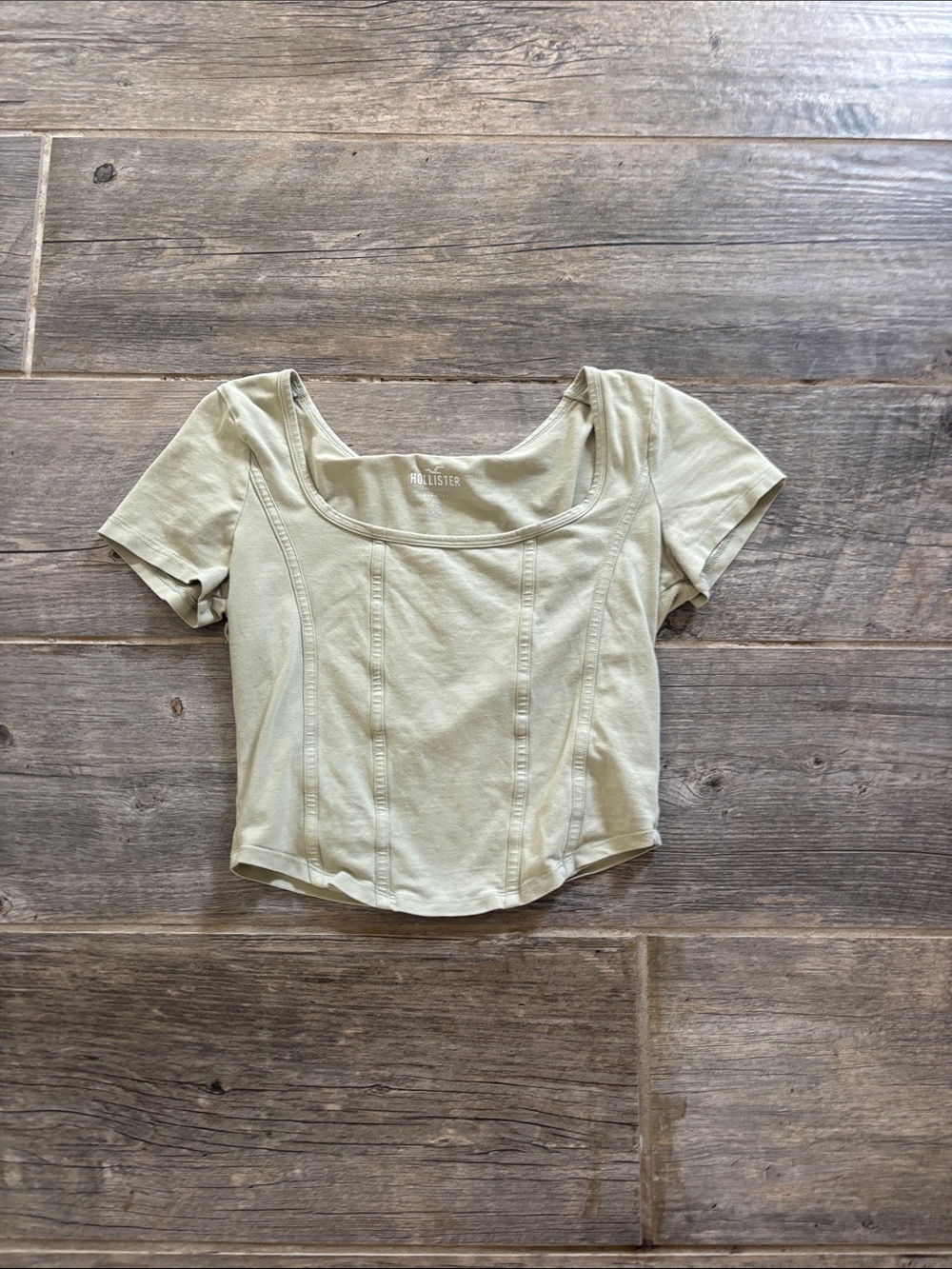 Hollister Sage Green Scoop-Neck Cropped Top